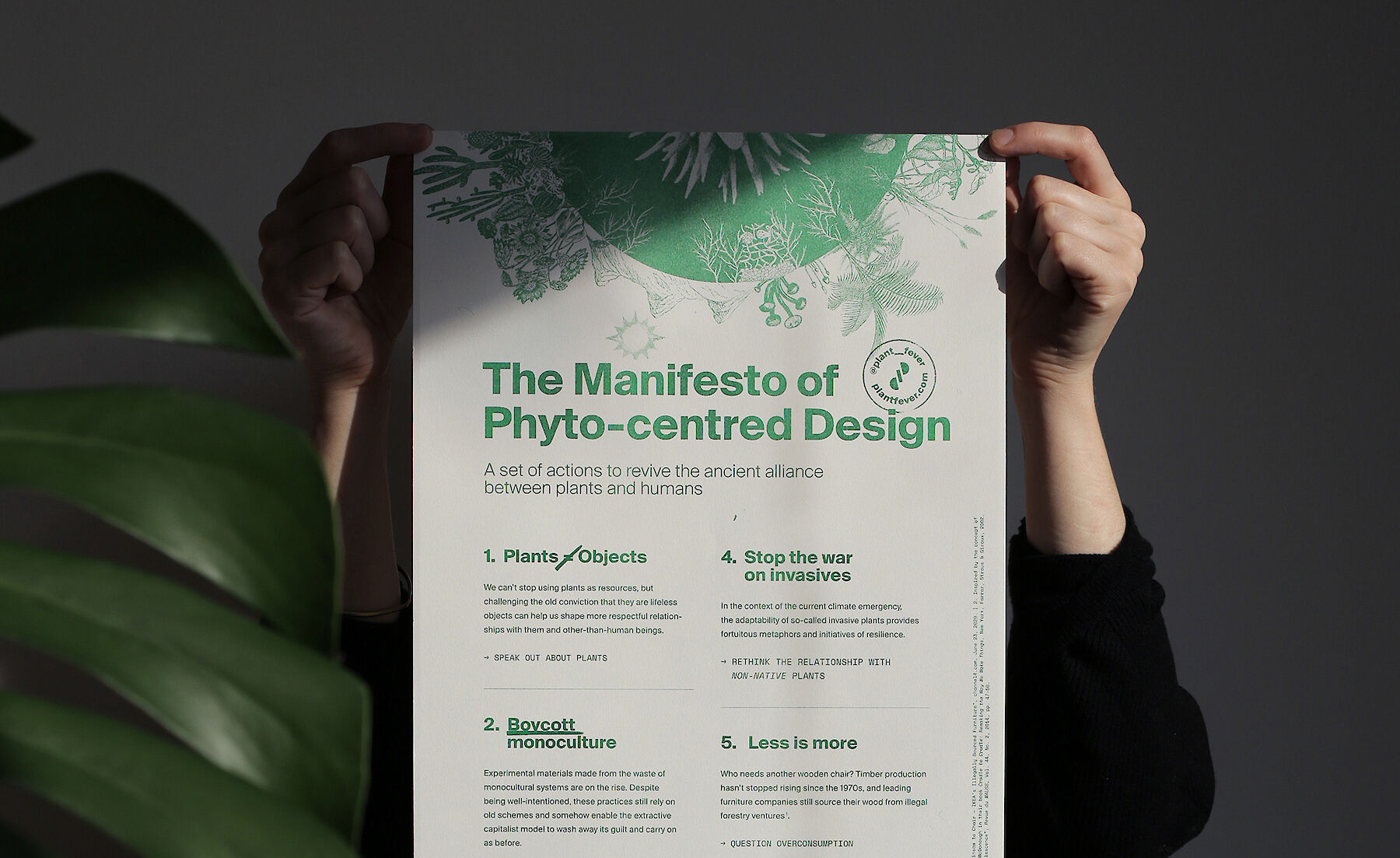 The Manifesto of Phyto-centred Design [texts: studio d-o-t-s, graphic design: Matthieu Visentin], 2020 Photo © Olly Cruise